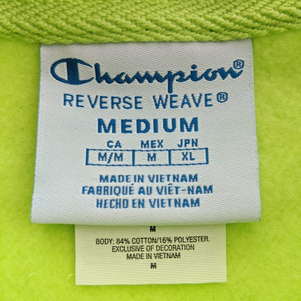 Champion Reverse Weave Allover Print Lime Green Sweatshirt Women's Medium - Picture 4 of 4